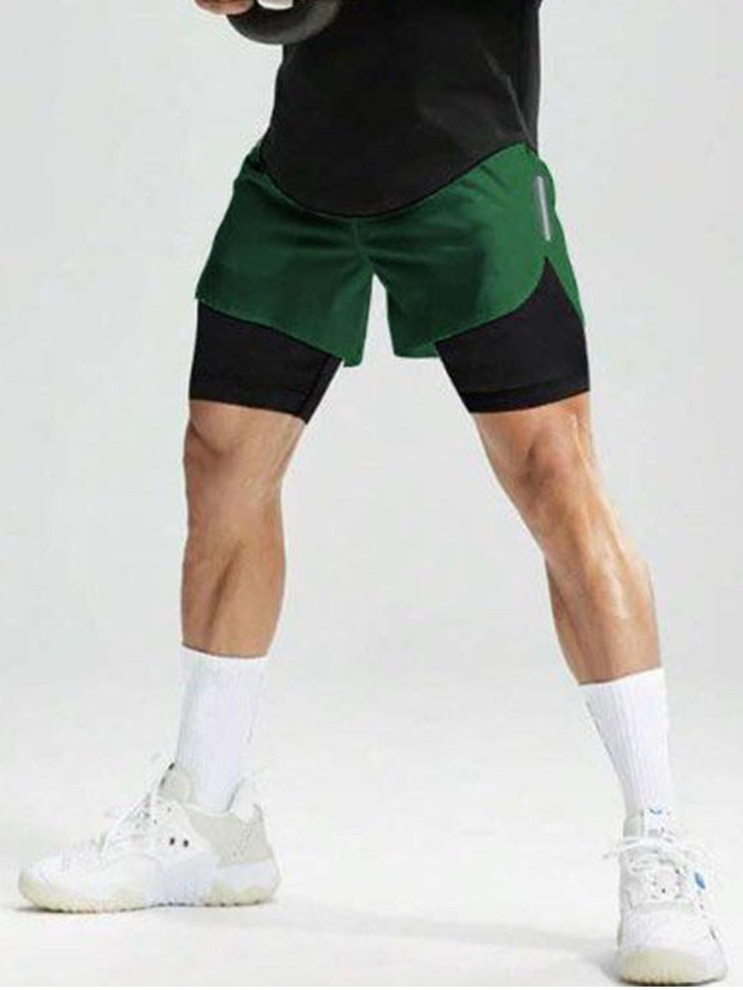 MASCARI Men Colourblocked High-Rise Training or Gym Dri-FIT Sports Shorts