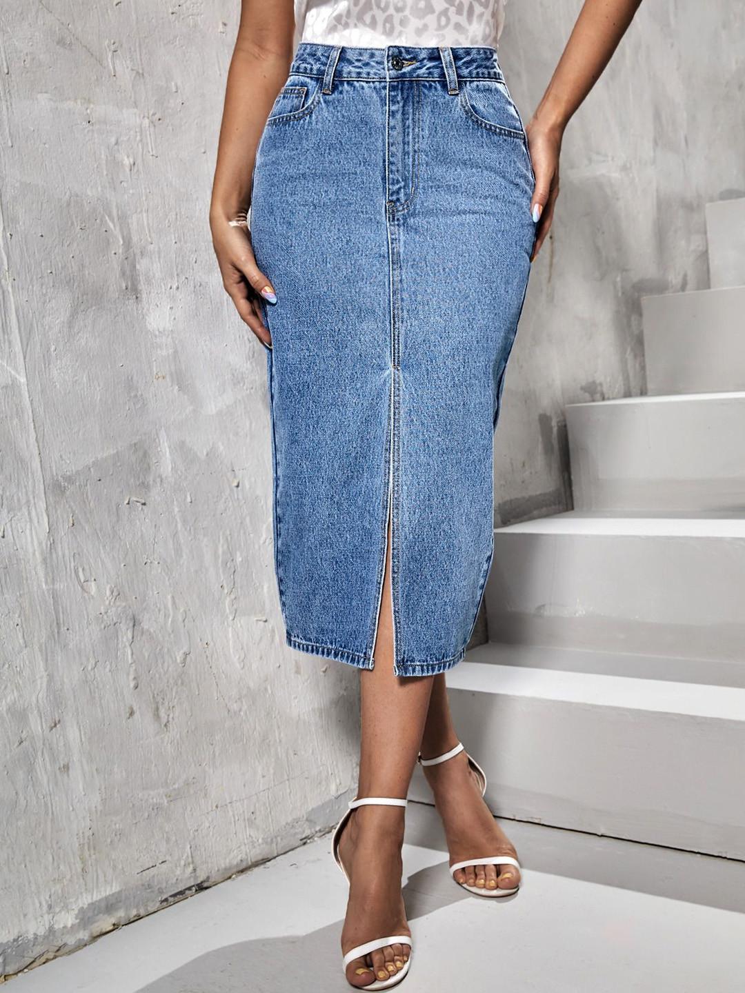 dolsia Denim Pencil Midi Skirts