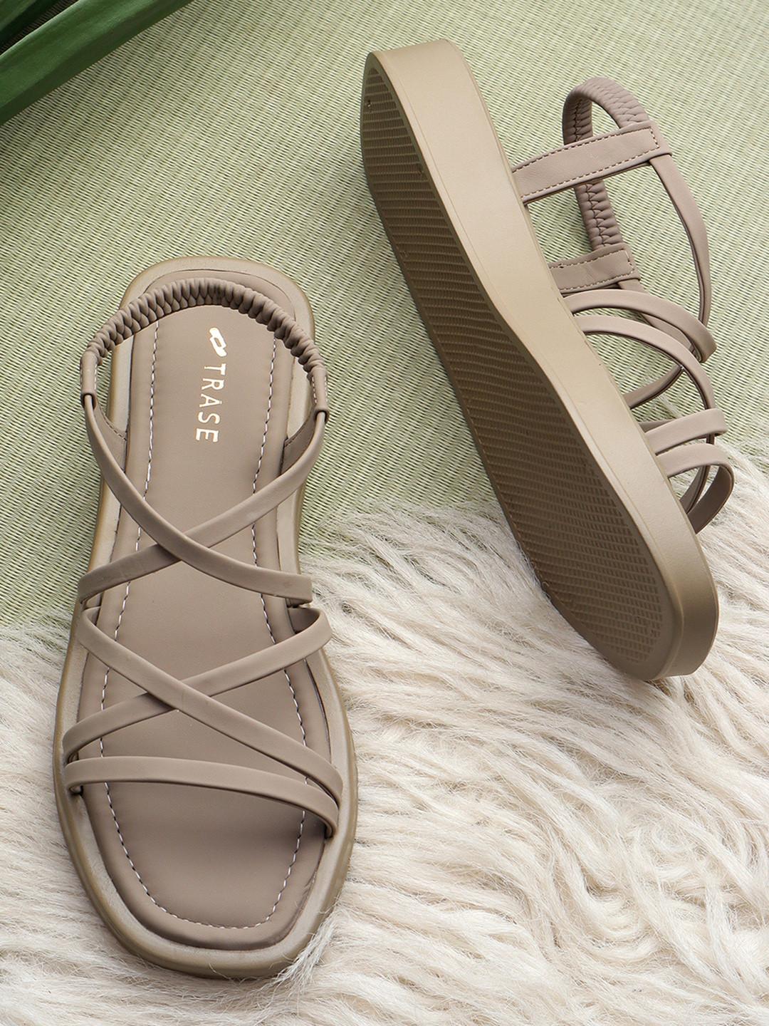 TRASE Strappy Open Toe Flats with Bows