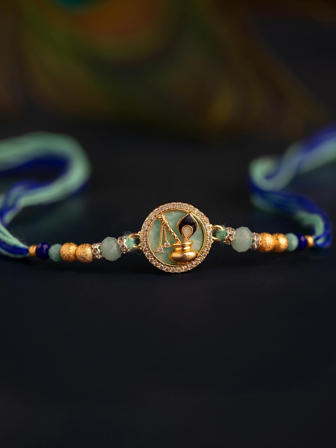 Lord Krishna Matki Divine American Diamond Rakhi For Brother