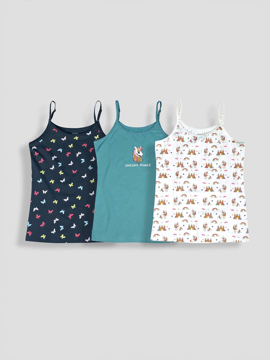 TRESNOVA Girls Pack Of 3 Printed Anti-Microbial Camisoles with ergonomic armhole