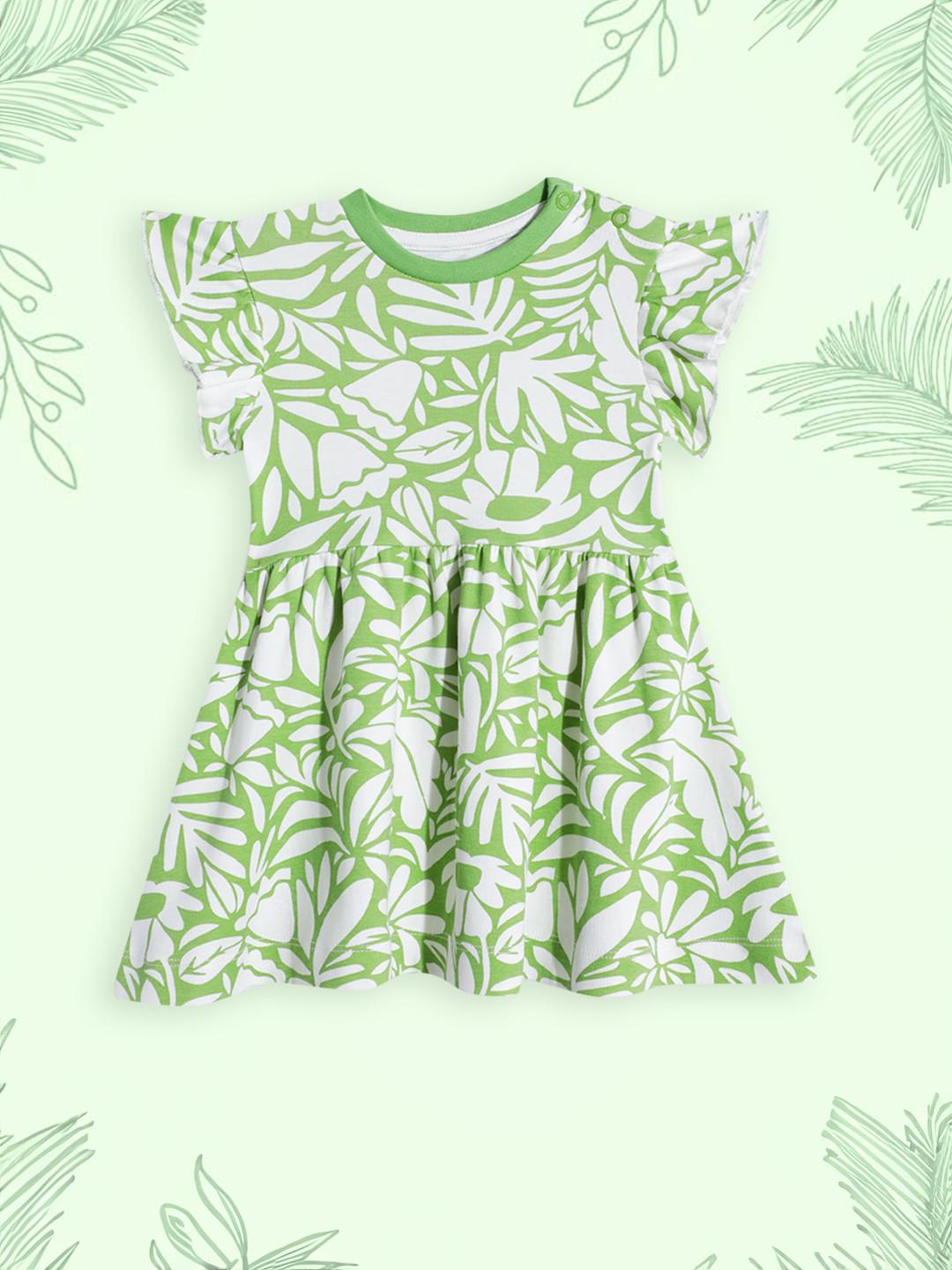 mothercare Floral Print Flutter Sleeve Pure Cotton A-Line Dress