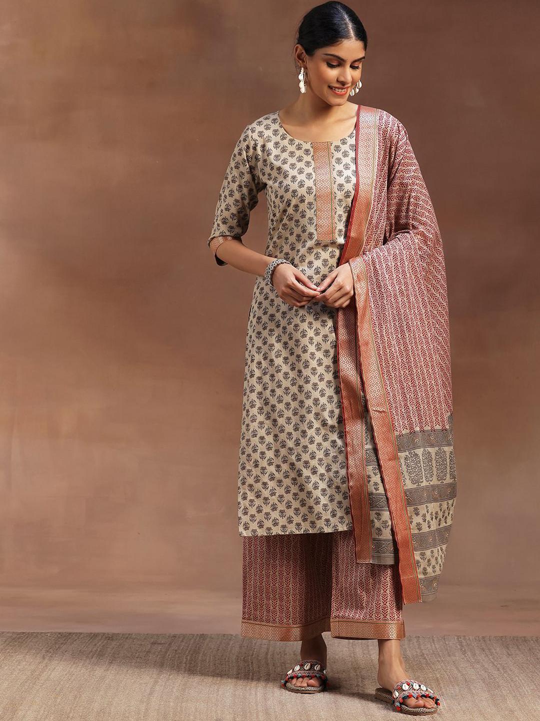 Libas Women Floral Printed Kurta with Palazzos & Dupatta