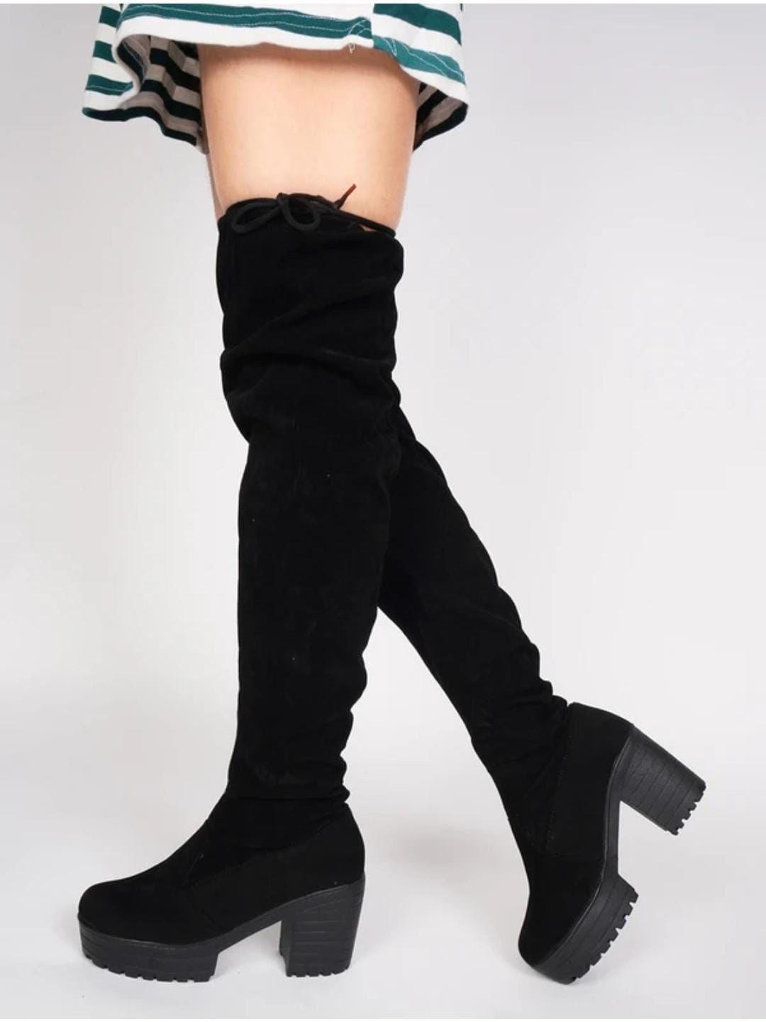 TRYME Women High Top Above Knee Length Block-Heeled Regular Boots