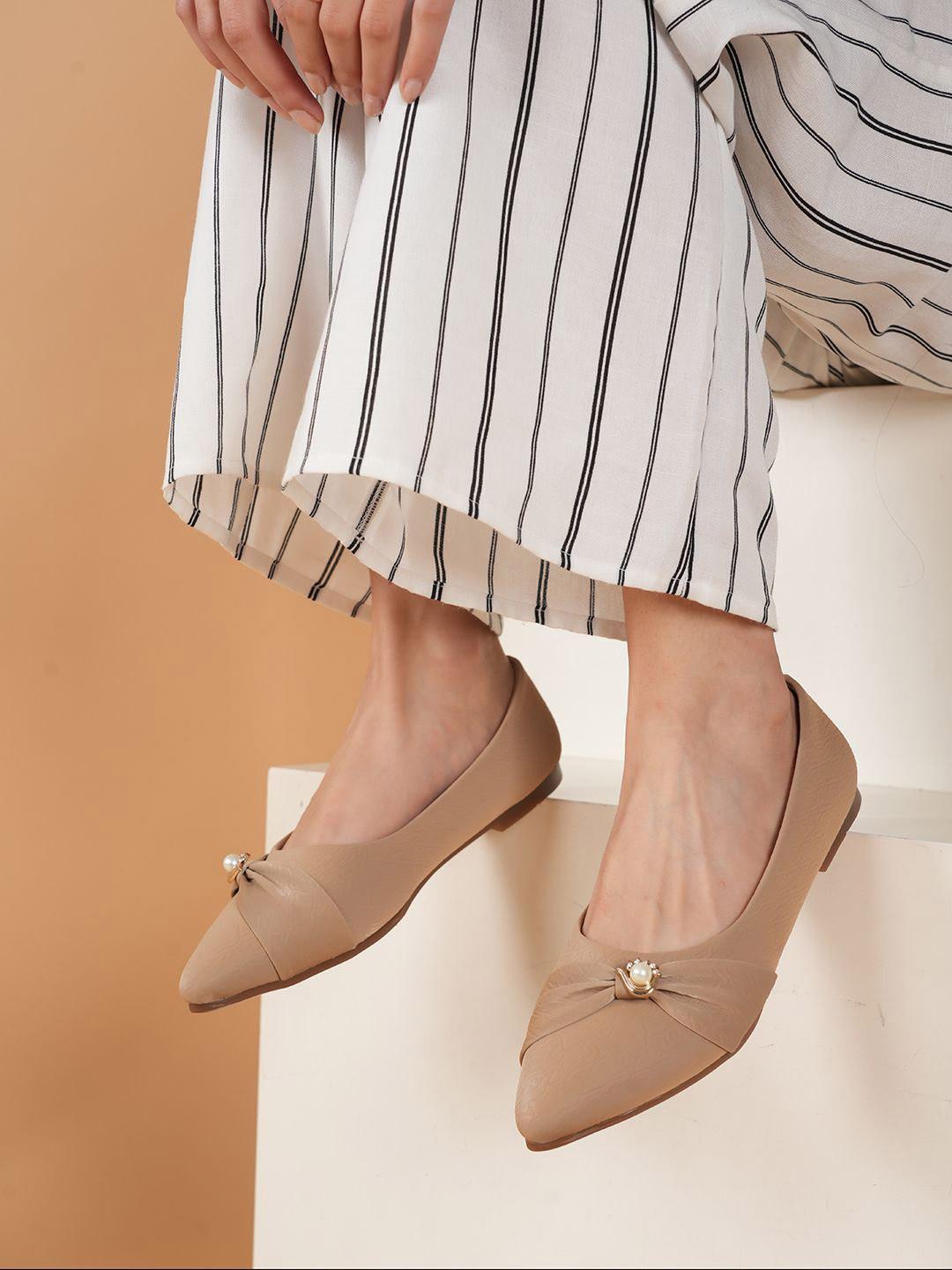 Lavie Bow Embellished Pointed Toe Ballerinas