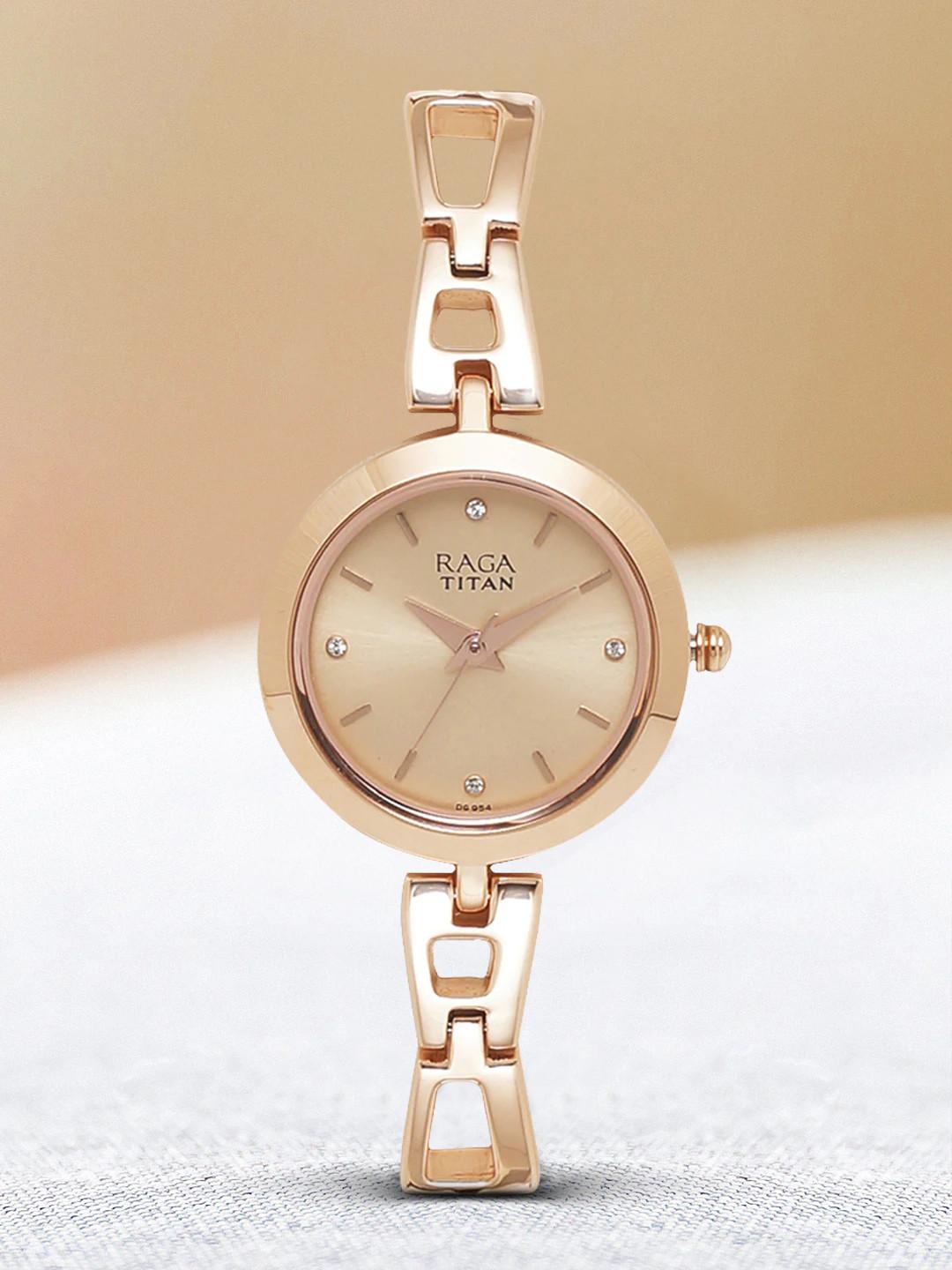 Titan Raga Quartz Analog With Champagne Dial Watch For Women - Nt2540wm06