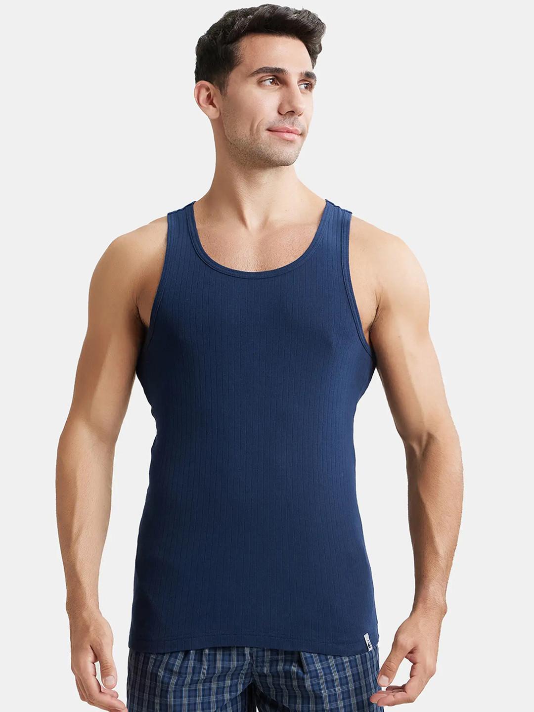 Jockey Men Super Combed Cotton Rib Racer Back Gym Vest 9922