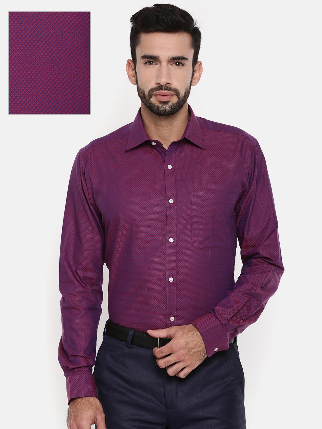 Raymond Men Violet Slim Fit Printed Formal Shirt