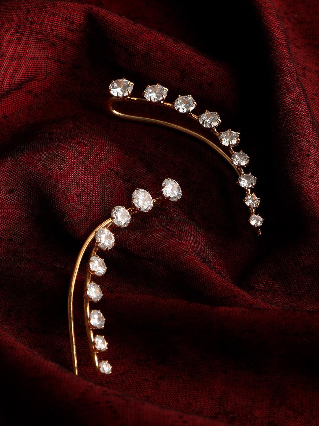 AccessHer Gold-Toned & White Classic Ear Cuff