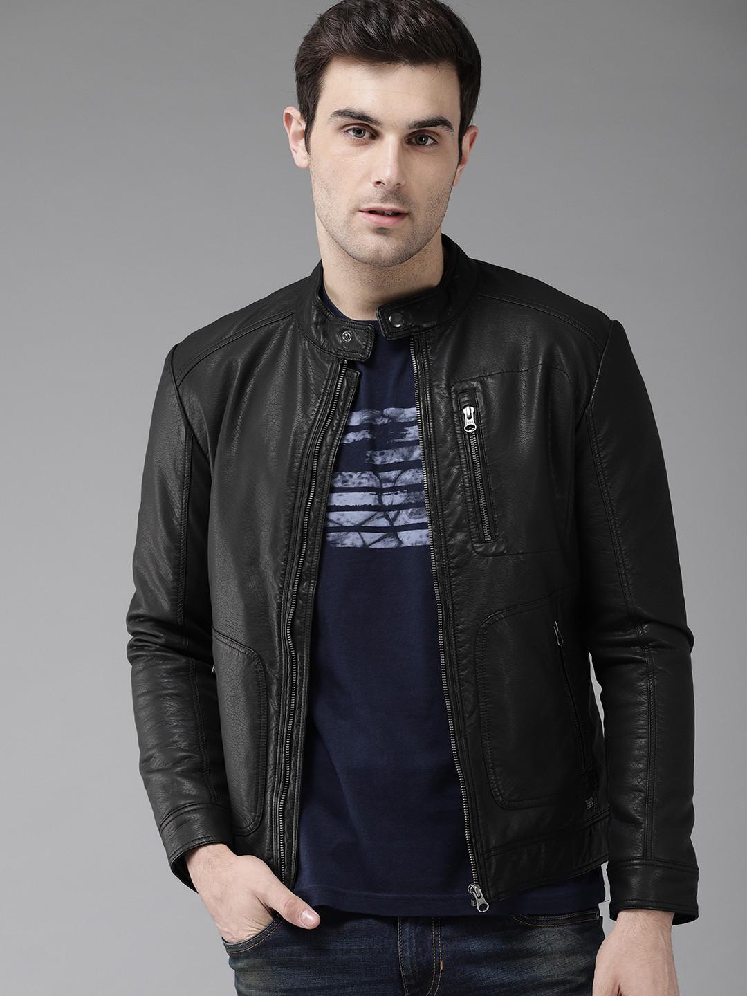 The Roadster Lifestyle Co Men Black Solid Biker Jacket