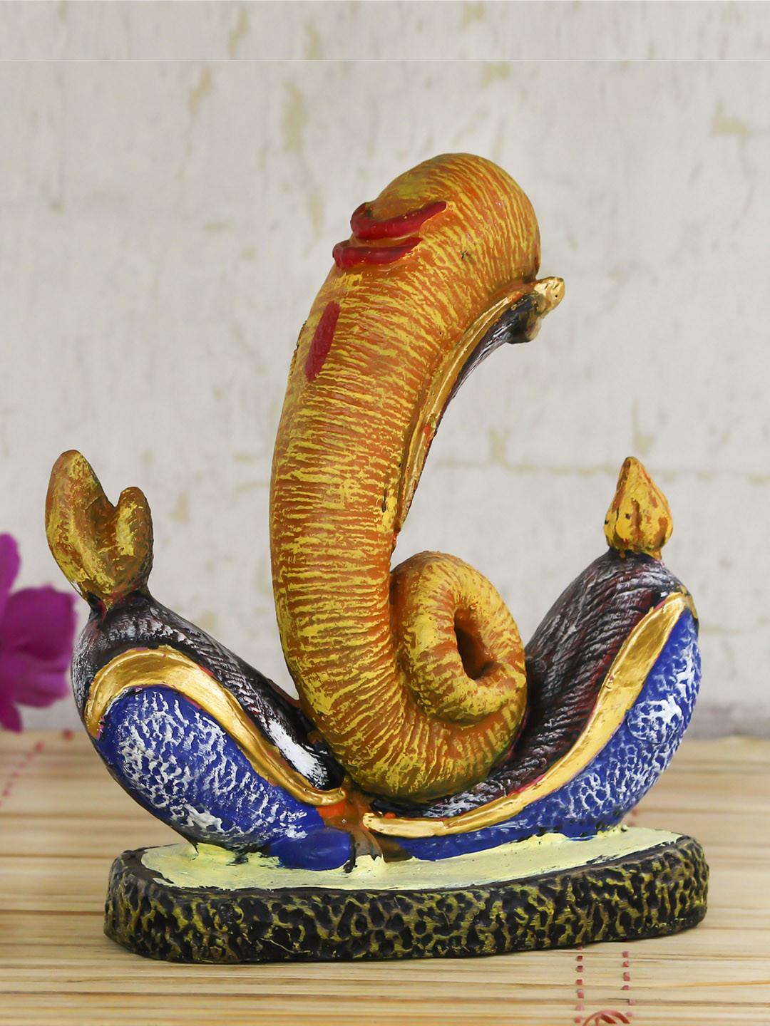 Artisyn Lord Ganesha Gold Polyresin Matte Prayer Room Medium Showpiece - 7.1 Inches