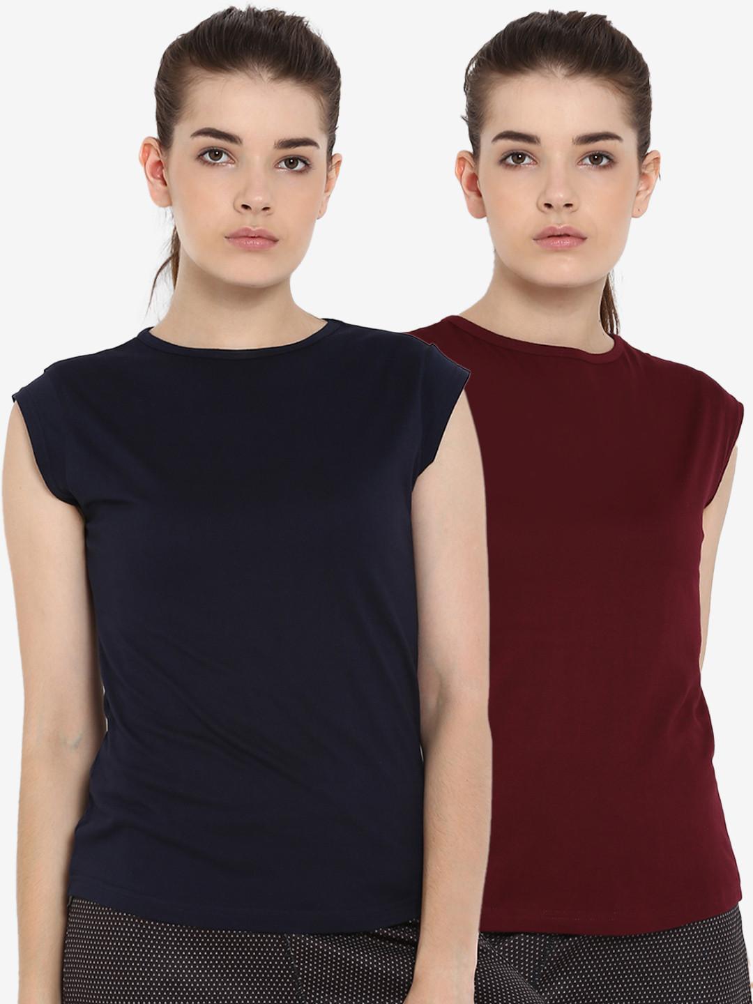 appulse Women Pack Of 2 Solid Round Neck T-shirt