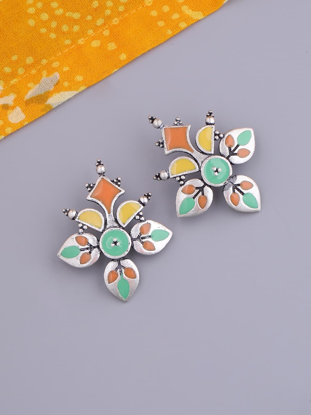 Bagh E Fiza Rangoli Pattern Earrings