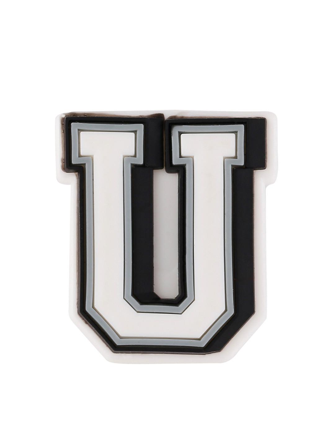 Crocs Unisex White & Black Letter U Jibbitz Shoe Charm