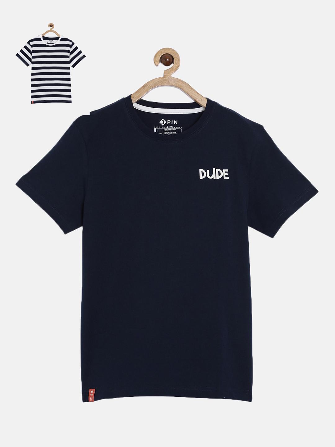3PIN Boys Pack of 2 Printed Round Neck Cotton Pure Cotton T-shirts