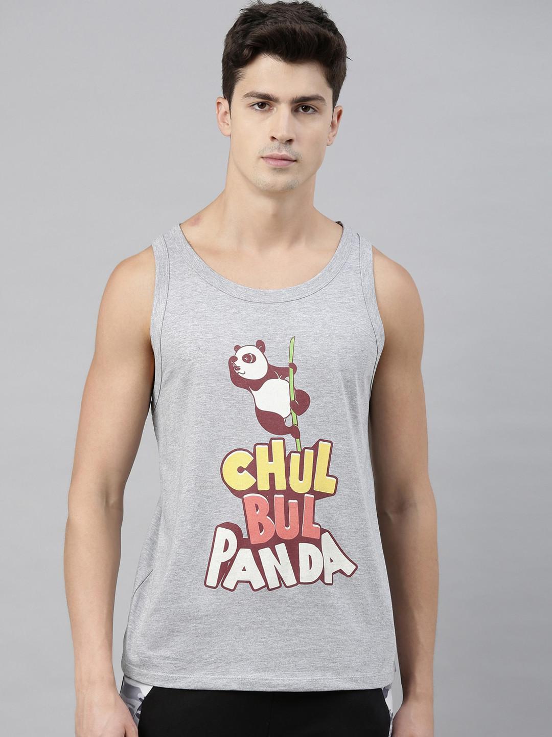 Bushirt Men Grey Melange Printed Cotton Round Neck Pure T-shirt