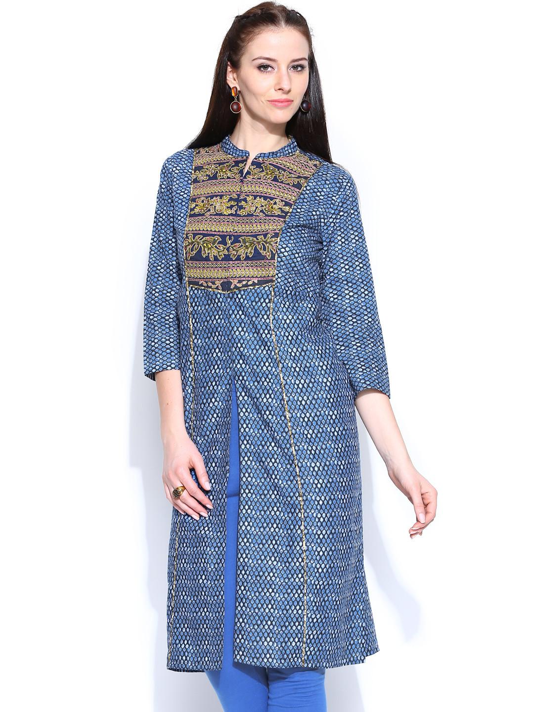 BIBA OUTLET Women Blue Printed Kurta