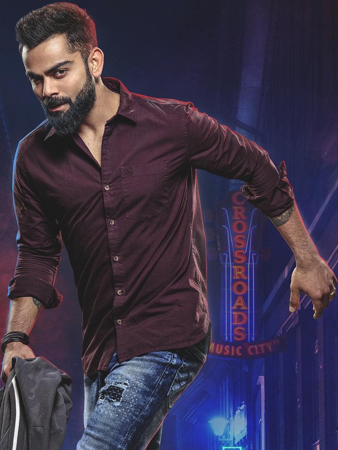 WROGN Men Burgundy Slim Fit Casual Shirt