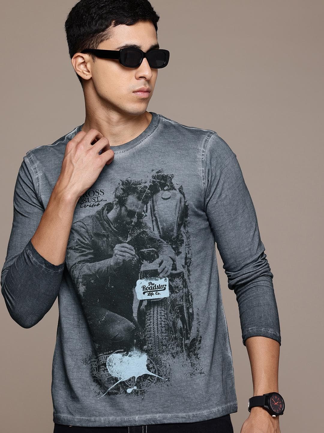 The Roadster Lifestyle Co. Printed Pure Cotton T-shirt