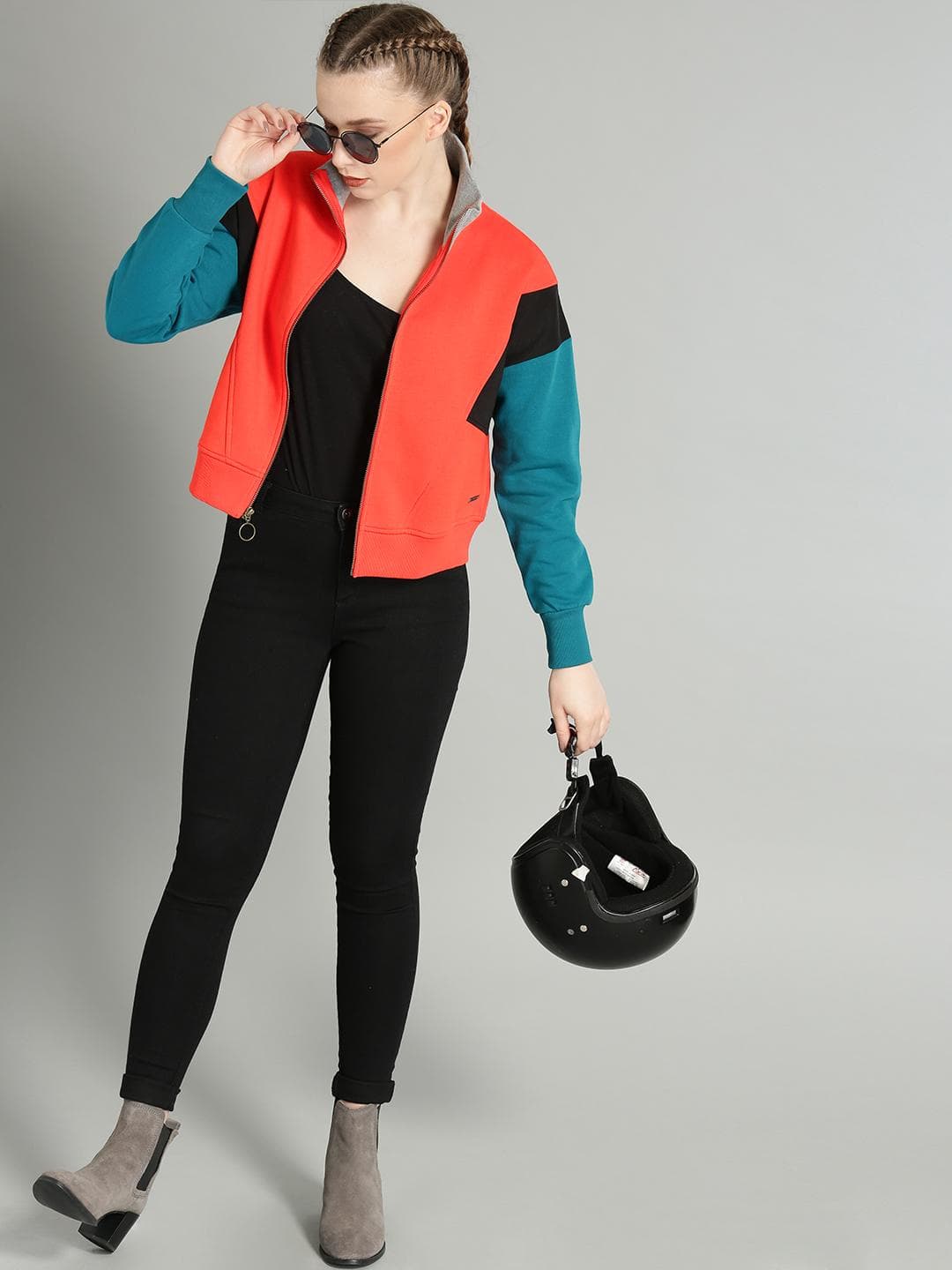 The Roadster Lifestyle Co Women Coral Orange Solid Sweatshirt
