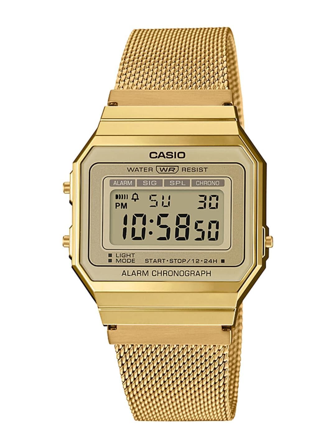 Buy CASIO Vintage A700WMG 9ADF Gold Digital Dial Gold Stainless Steel Mesh Band D171 - - Accessories for Women