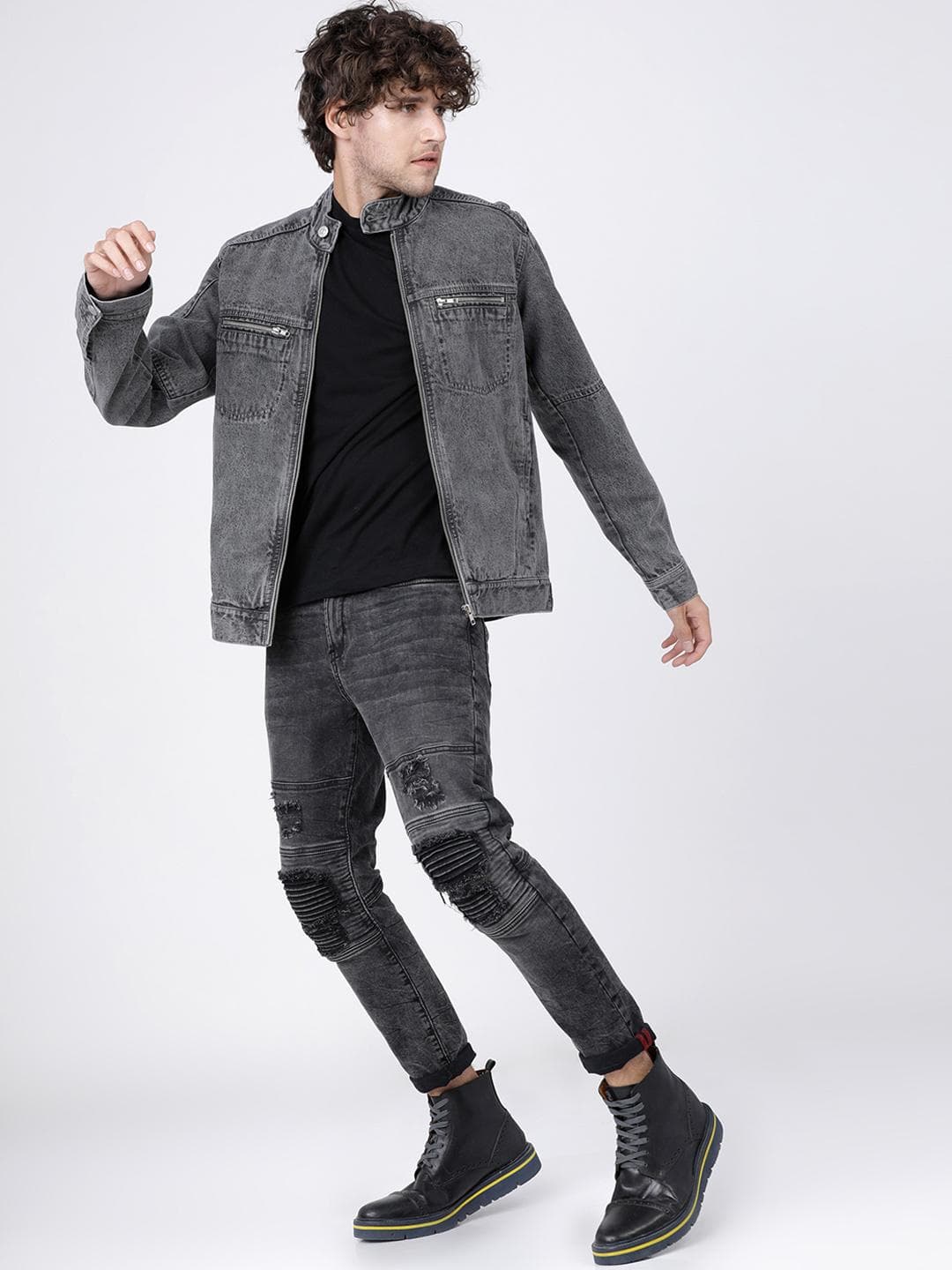 HIGHLANDER Men Grey Solid Jacket