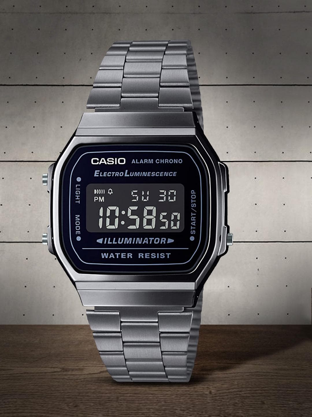 Buy CASIO Vintage A168WGG 1BDF Black Digital Dial Black Stainless Steel Band D182 - - Accessories for Unisex