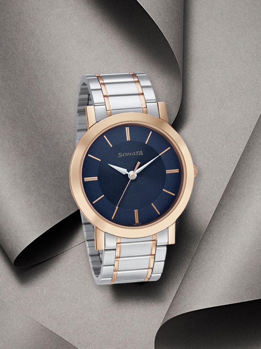 Buy Sonata Beyond Gold Quartz Analog With Blue Dial Watch For Men Nt77108km02w - - Accessories for Men
