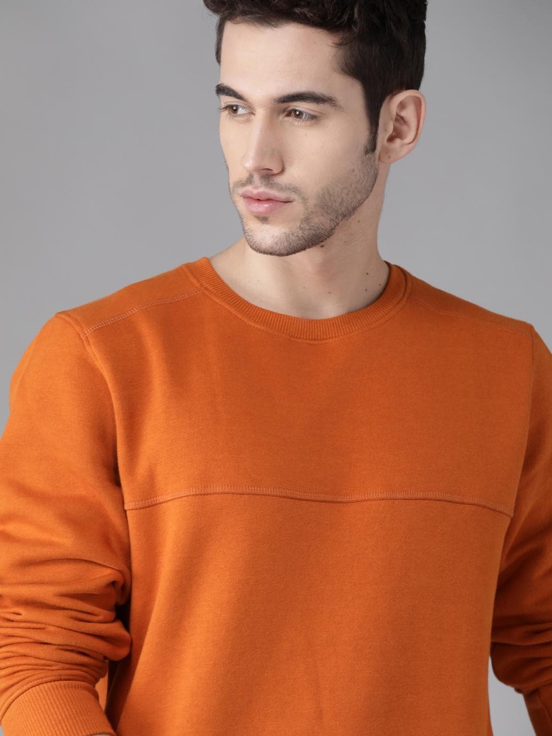 Roadster Men Orange Solid Sweatshirt