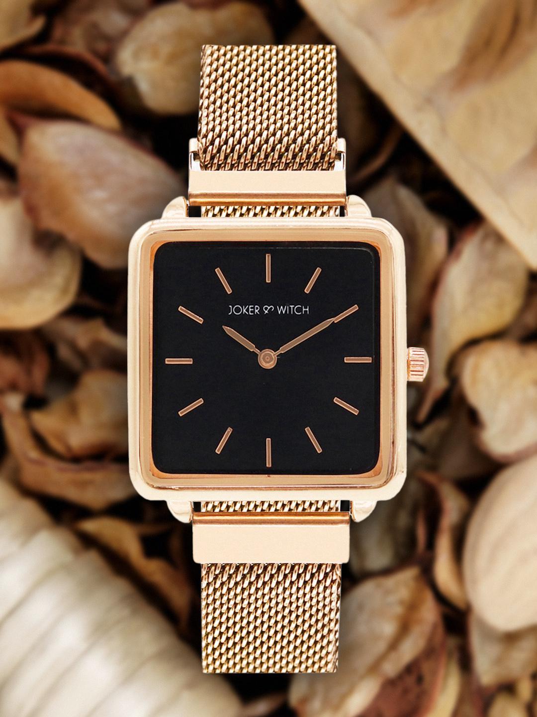 Buy JOKER & WITCH Women Black & Rose Gold Toned Analogue Watch AMWW311 - - Accessories for Women