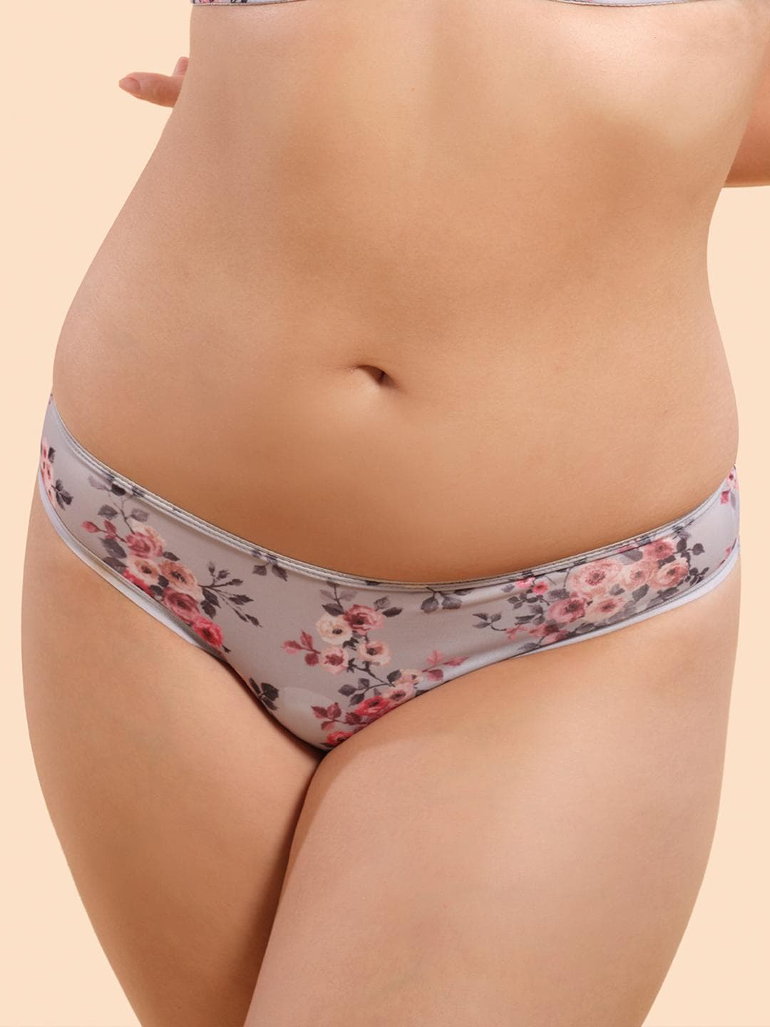 Buy Enamor Women Silver Rose Print Low Waist Briefs P000 - - Apparel for Women