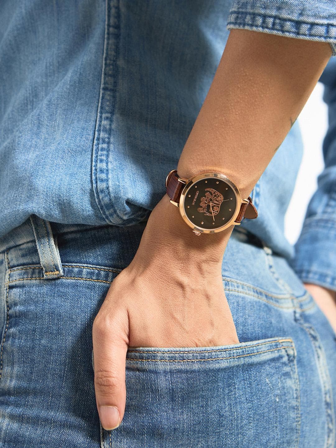 TEAL BY CHUMBAK Women Brown Analogue Watch With Bracelet Set