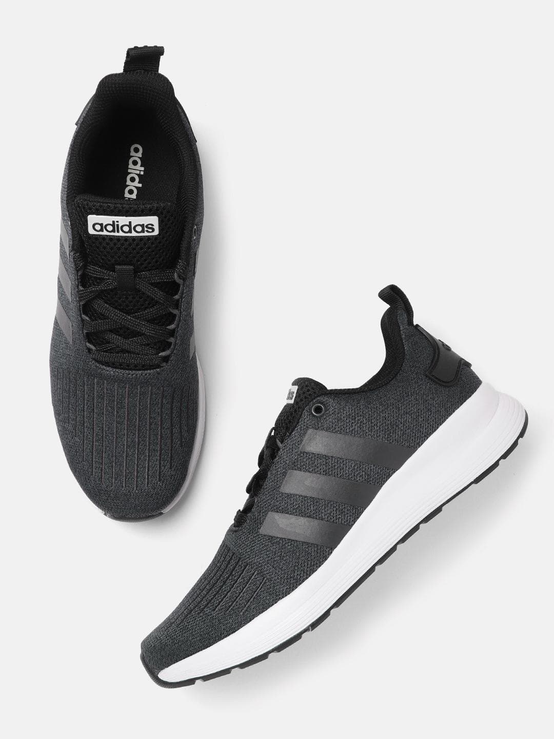 ADIDAS Men Charcoal Grey Woven Design Beamers Running Shoes
