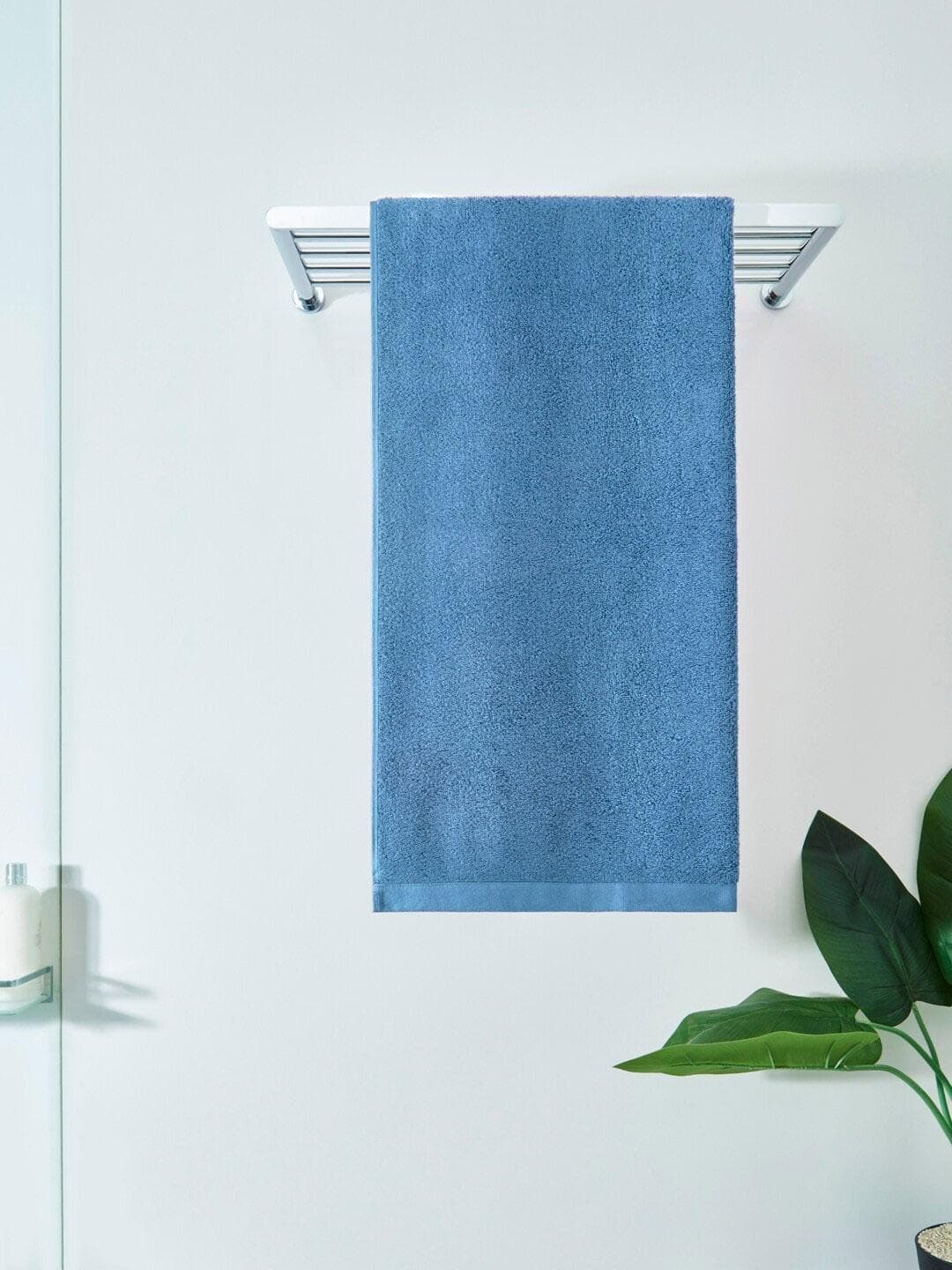 DDecor Live Beautiful Blue Solid Cotton 450GSM Super Soft Adult Regular Bath Towel-59x30In