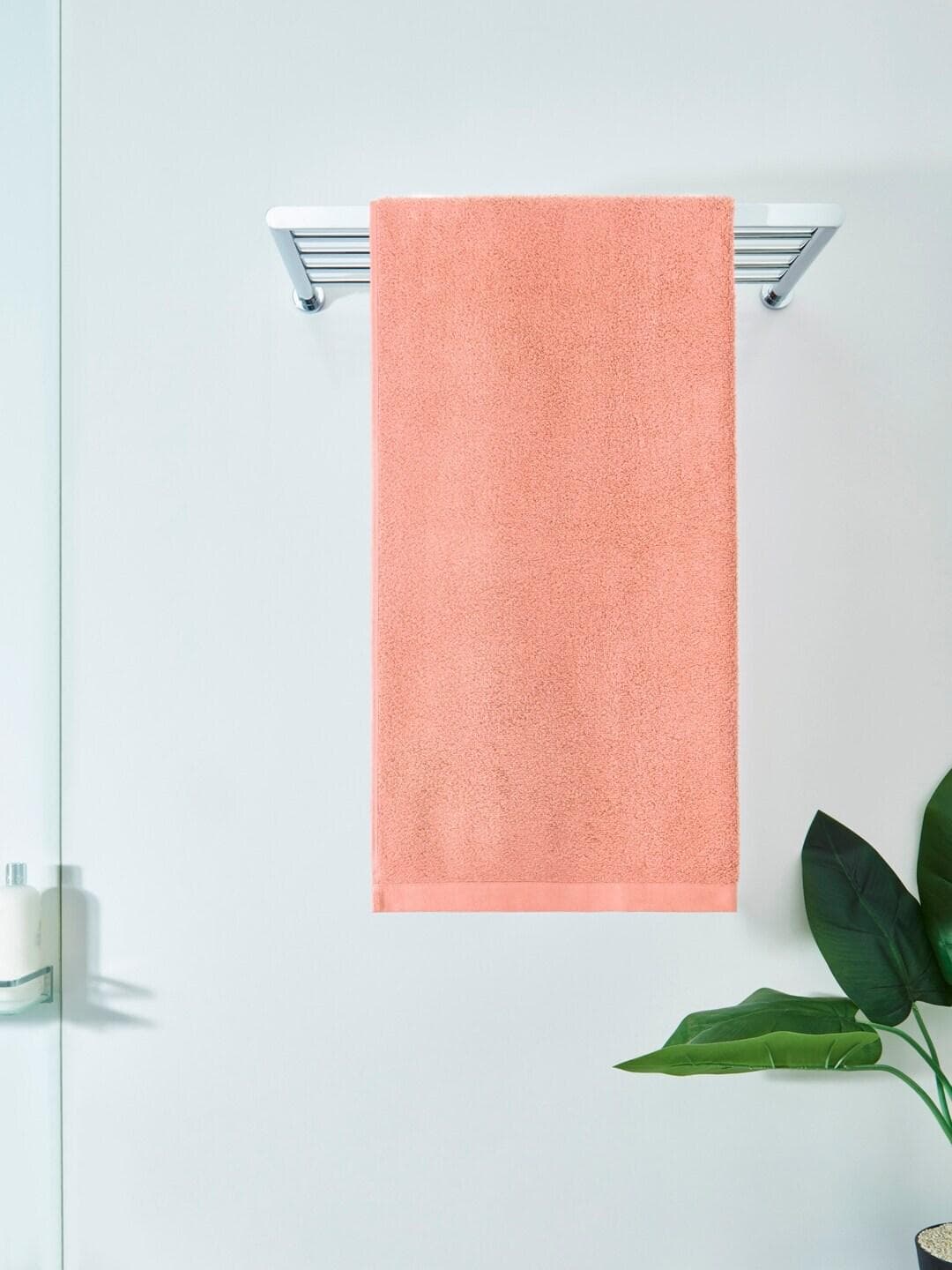 DDecor Orange Solid Cotton 450GSM Breathable Adult Regular Bath Towel-30x59In