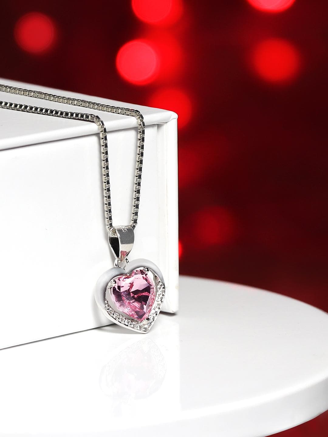 GIVA 925 Sterling Silver Rhodium Plated Silver Valentine Pendant