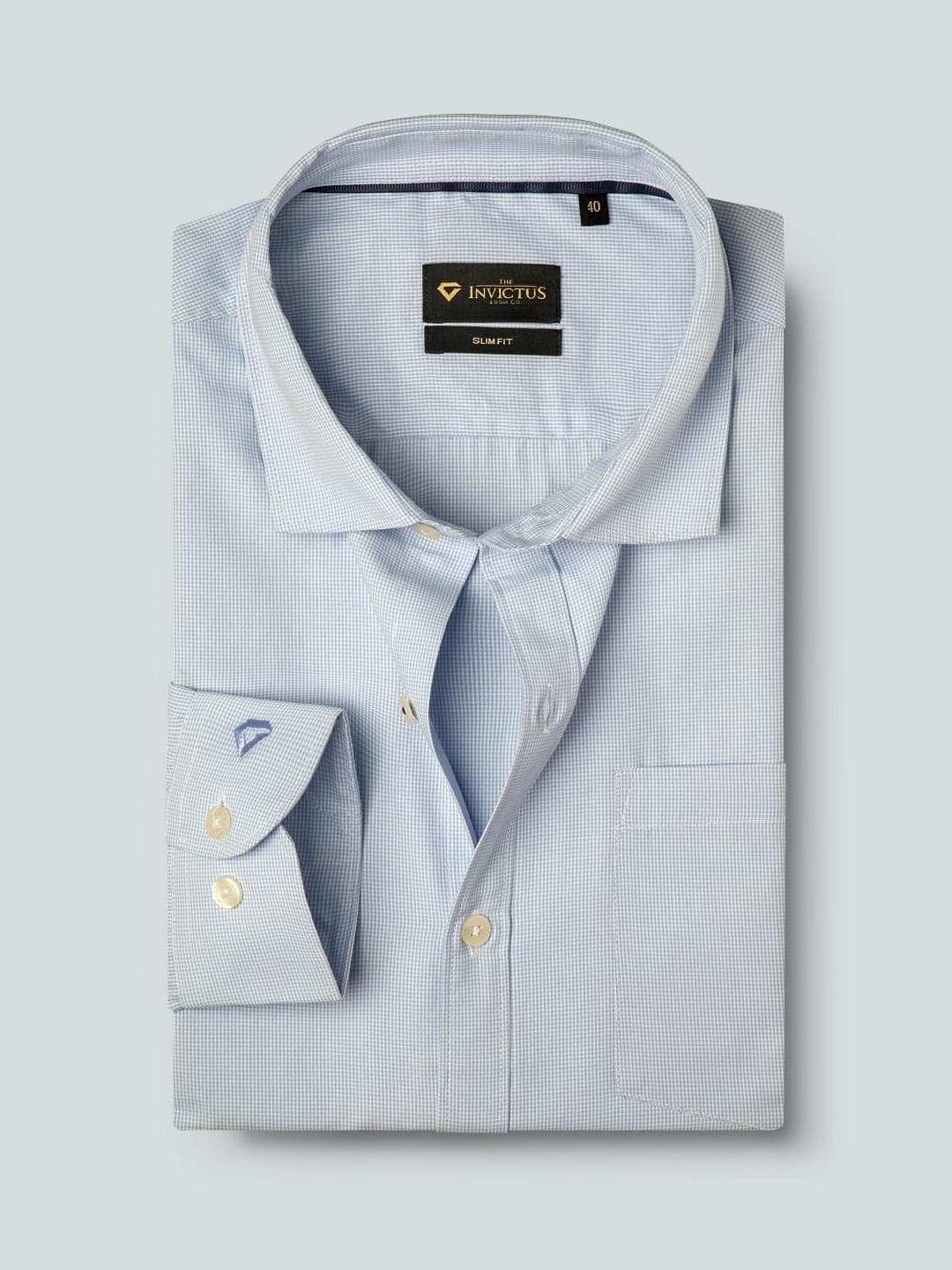 INVICTUS Men Easy Care Blue & White Checked Formal Slim FIt Shirt