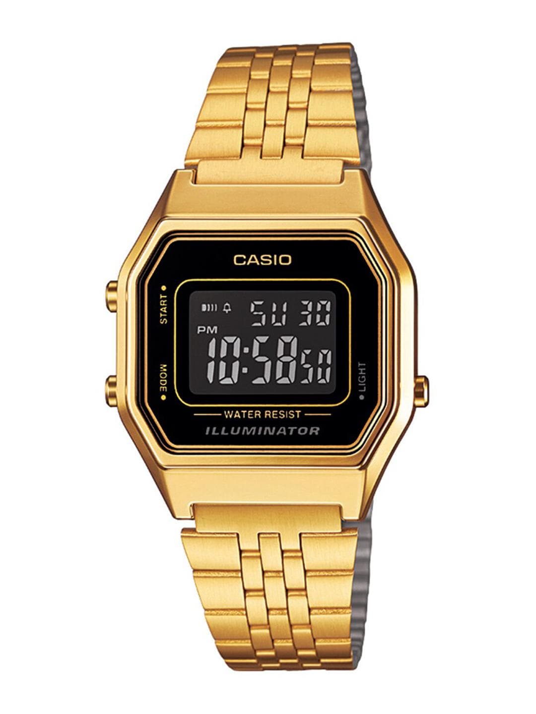Buy CASIO Vintage LA680WGA 1BDF Black Digital Dial Gold Stainless Steel Band D205 - - Accessories for Unisex