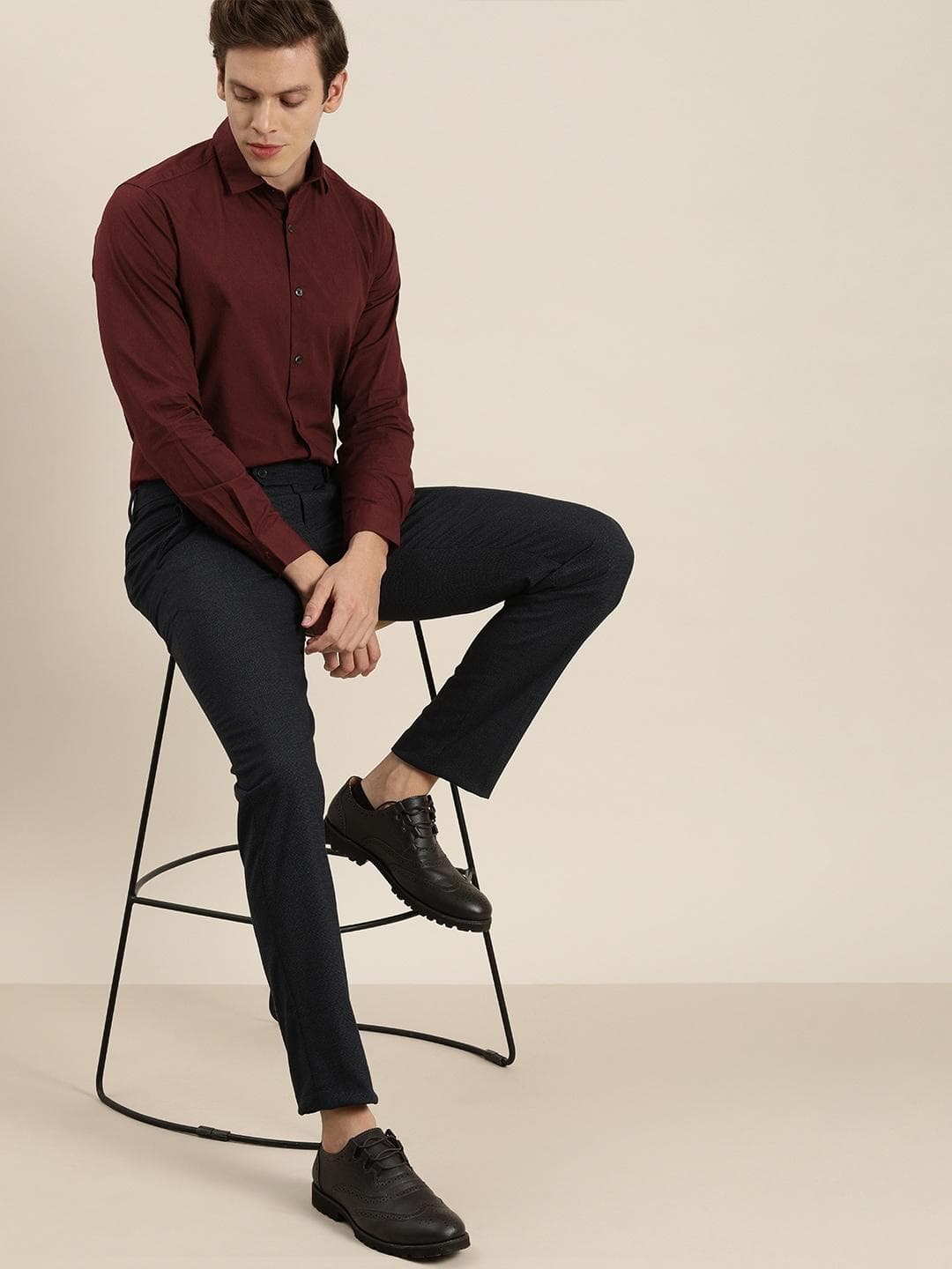 INVICTUS Men Maroon Regular Fit Solid Sustainable Formal Shirt