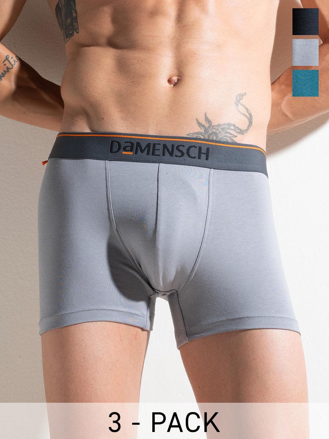 Buy DAMENSCH Pack Of 3 Deo Cotton Anti Bacterial Deodorizing Trunks DAM CTS T IRB DRG SWB - - Apparel for Men