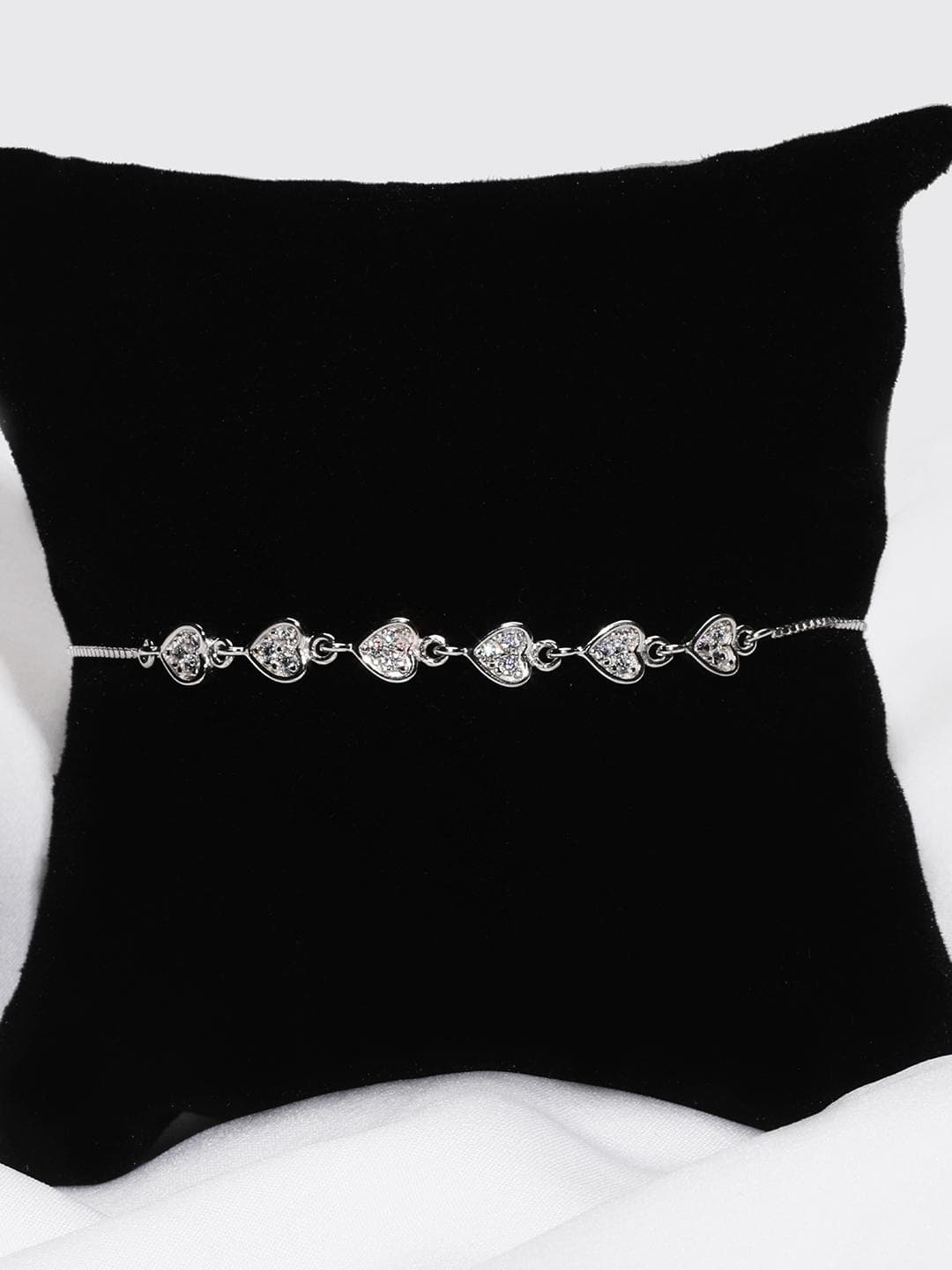 GIVA 925 Silver Zircon Heart String Bracelet