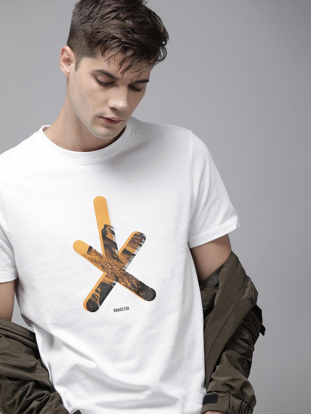 The Roadster Lifestyle Co Men White Printed Pure Cotton T-shirt