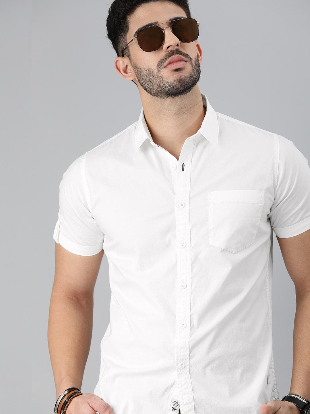 The Roadster Lifestyle Co Men White Slim Fit Casual Shirt
