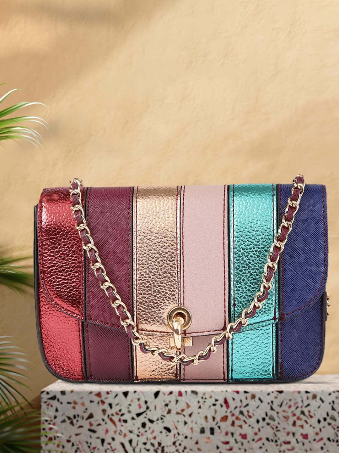 Buy Accessorize London Women Faux Leather Striped Edie Sling Bag - - Accessories for Women