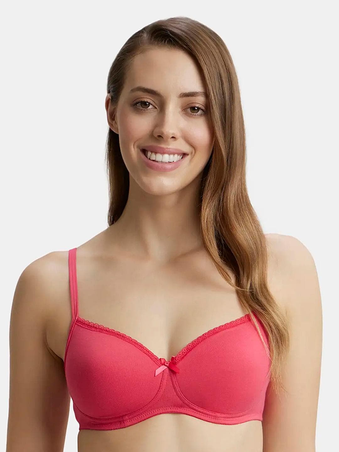 Jockey Wirefree Padded Medium Coverage Lace Styling Tshirt Bra-1723
