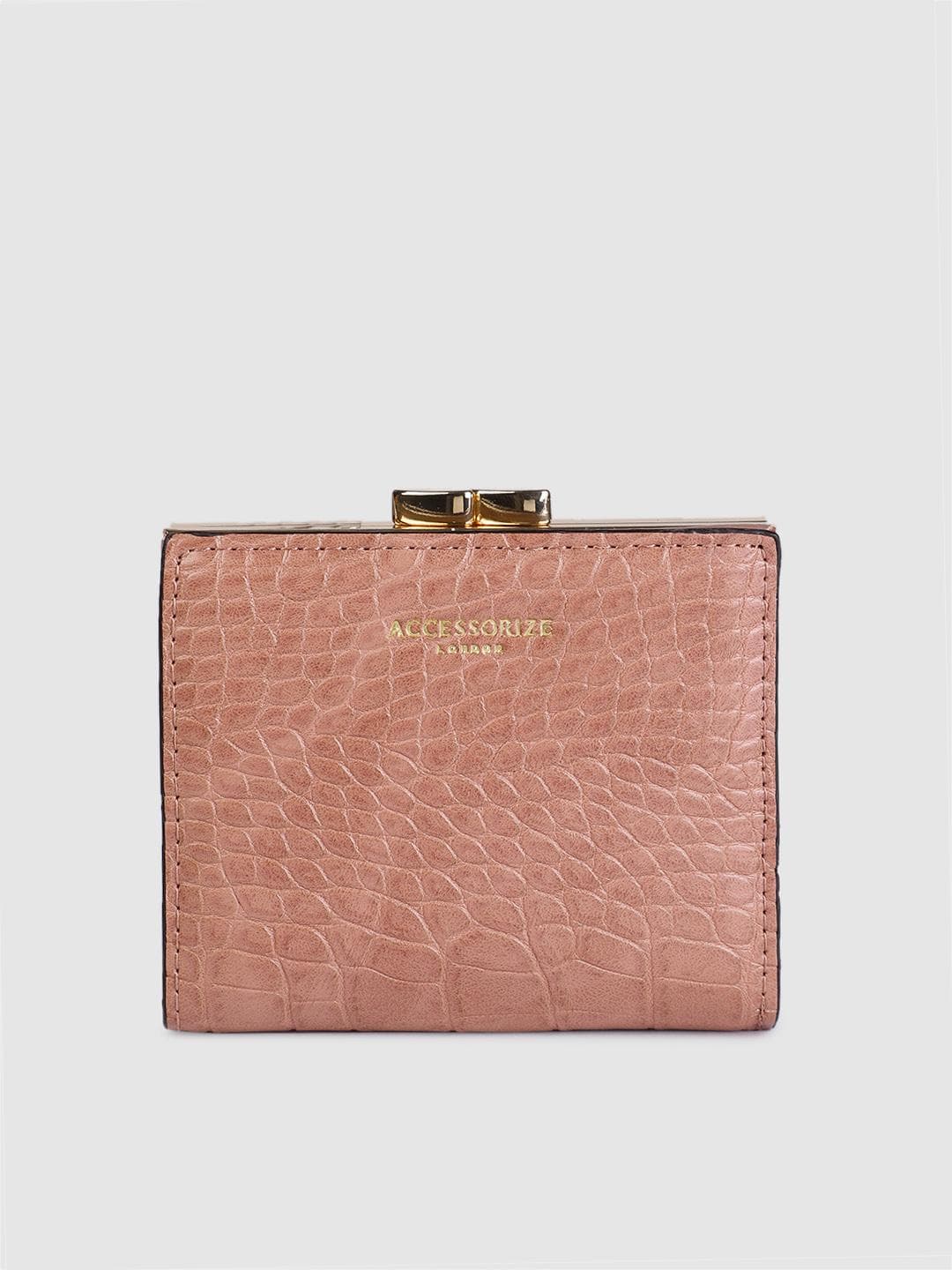 Buy Accessorize Women Pink Animal Textured Two Fold Wallet - - Accessories for Women