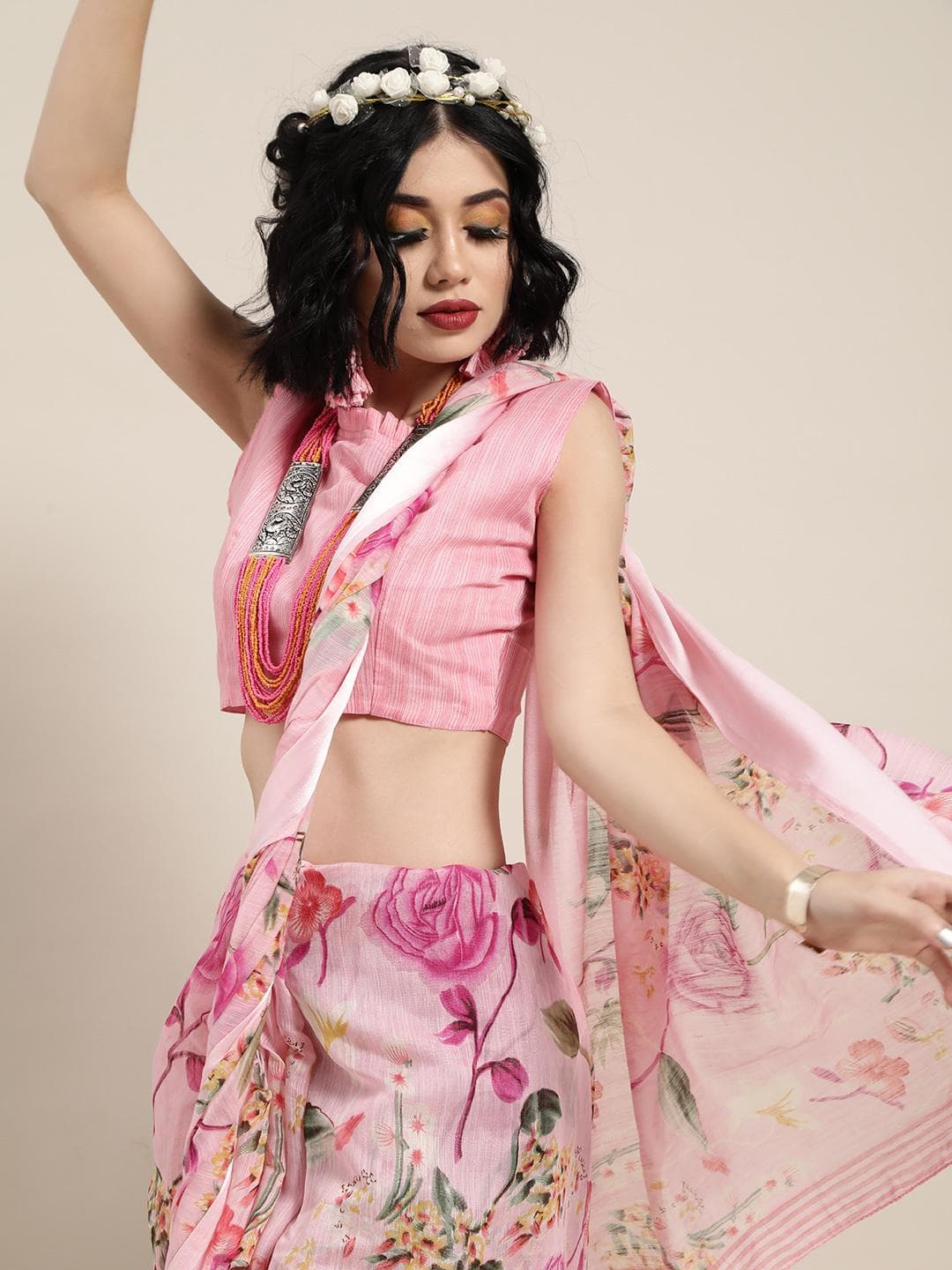 Saree mall Pink Printed Saree