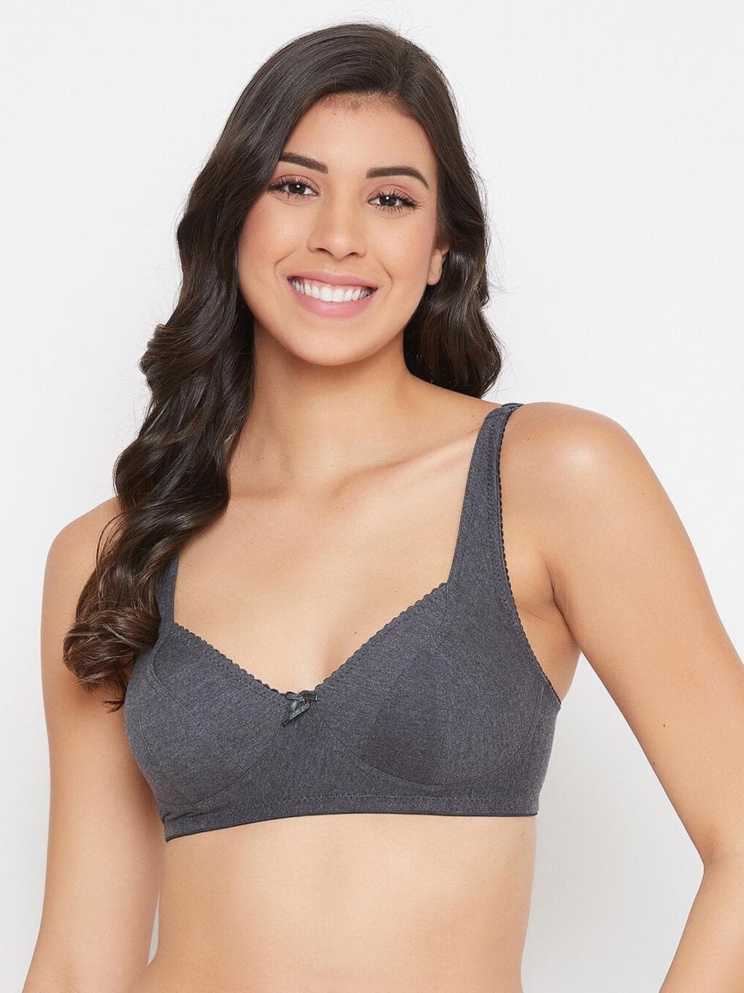Clovia Grey Solid Non-Wired Non Padded Cotton Everyday Bra BR2038P0532B