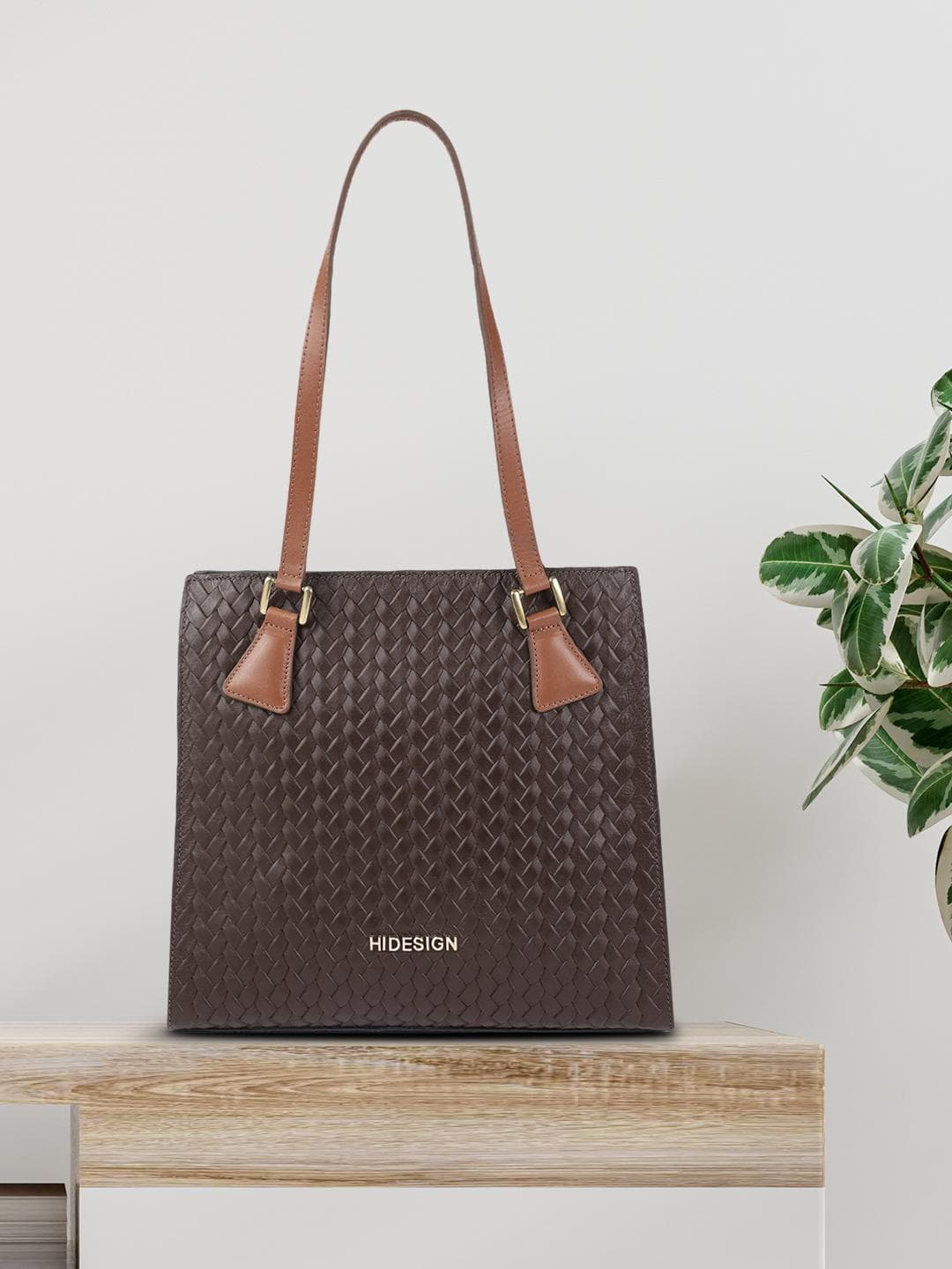 Hidesign Brown Textured Leather Shoulder Bag