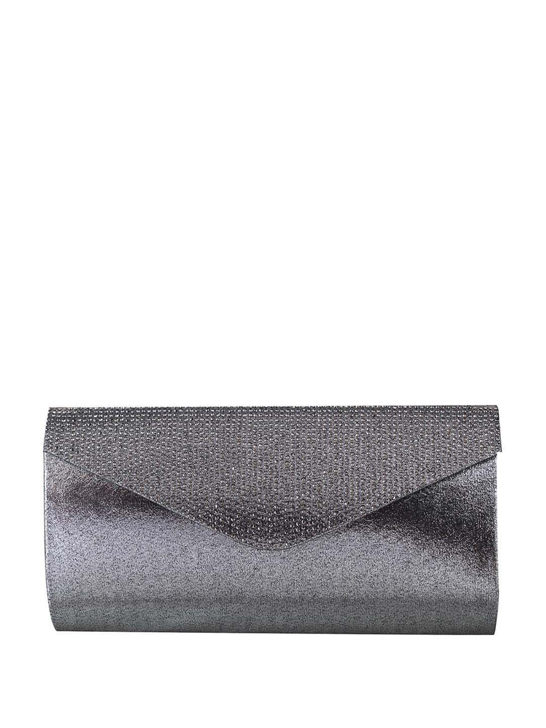 Buy Mochi Silver Toned Embellished Envelope Clutch - - Accessories for Women